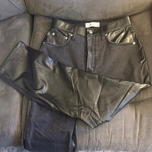 Abercrombie & Fitch Black Mixed-Material Straight Leg jeans